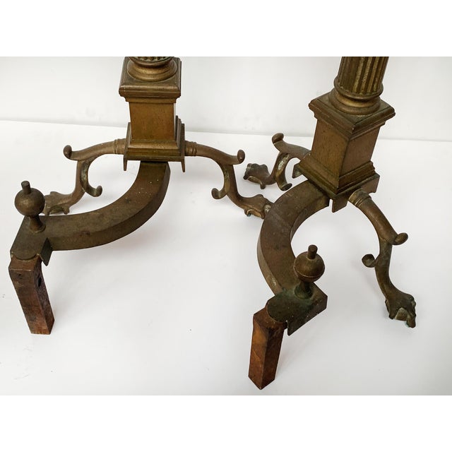 Antique French Brass Andirons - A Pair For Sale - Image 9 of 9