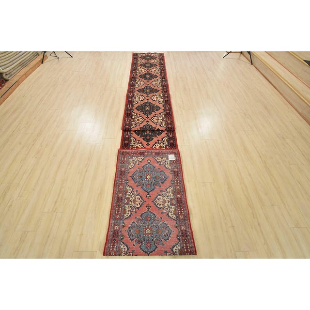 Roodbar Runner 2’4” X 22’7” Pink Wool Vintage Traditional Hand-Knotted Rug For Sale - Image 12 of 13