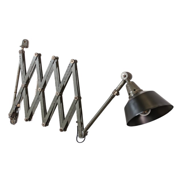 Military Green Midgard Scissor Lamp by Curt Fischer, 1930s For Sale