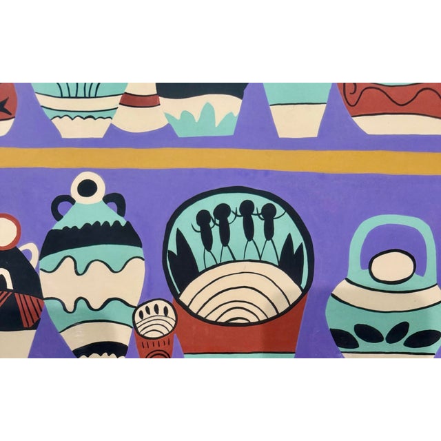 Plastic 1970s Original Framed Jinshan Folk Art Painting of Pottery Artisans For Sale - Image 7 of 11