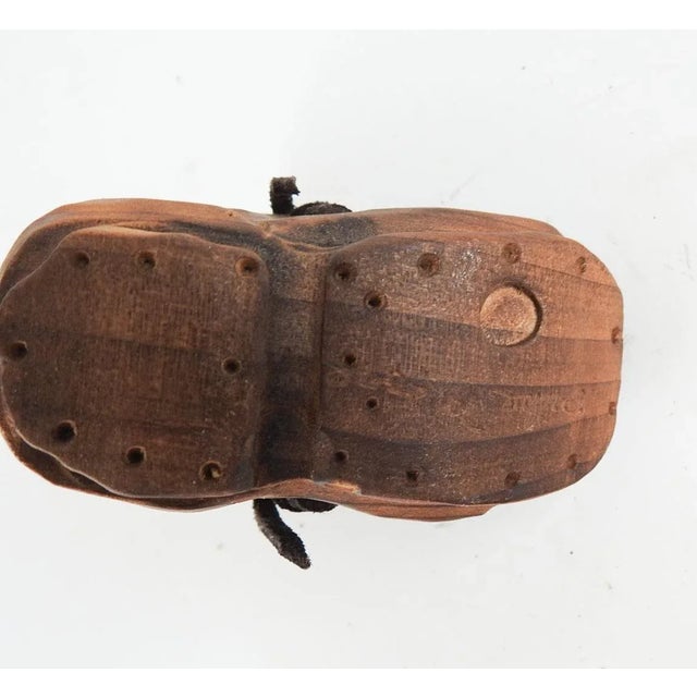Brown Small Vintage Duke Moore Folk Art Boot Wood Carving For Sale - Image 8 of 9