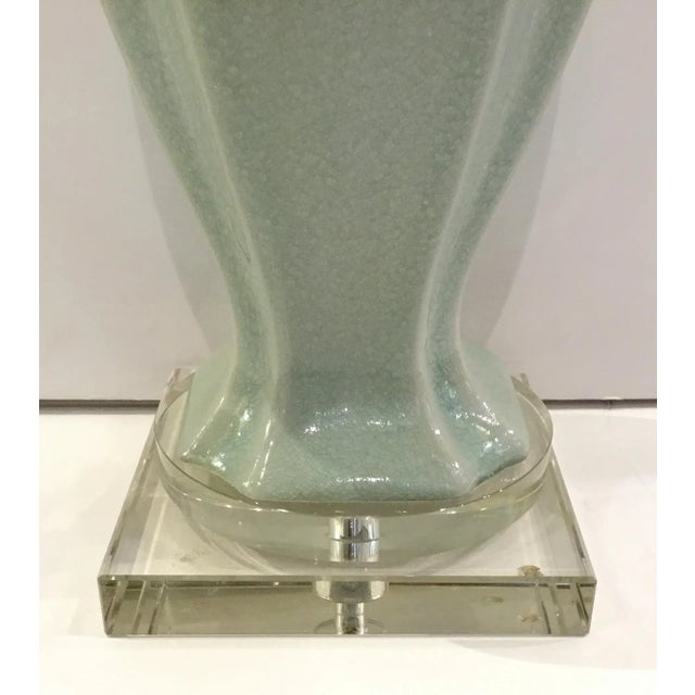 Transitional Transitional Blue Crackle Glaze Porcelain Urn Table Lamp For Sale - Image 3 of 5