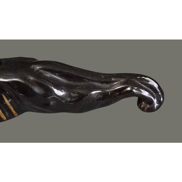 Vintage 50s Glazed Terra-Cotta Pottery Black Panther Small Succulent Planter For Sale - Image 11 of 14