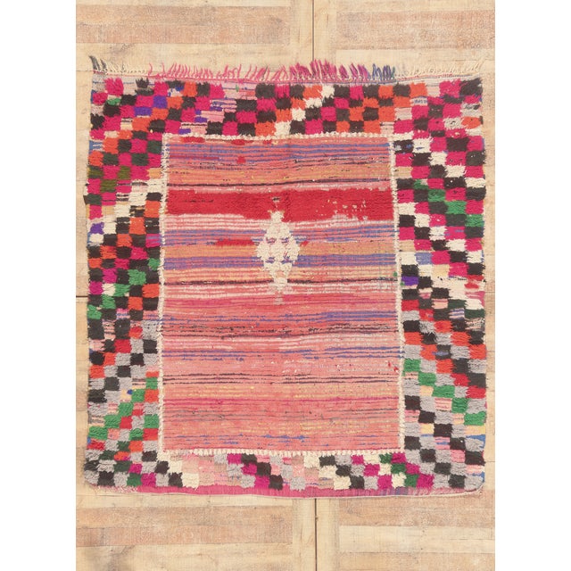 Vintage Azilal Boucherouite Moroccan Rug, 06'00 X 06'03 For Sale - Image 10 of 10