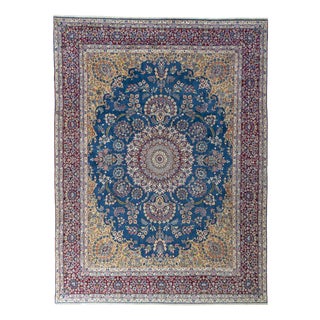 Hand-Knotted Kerman Rug with Medallion Design For Sale