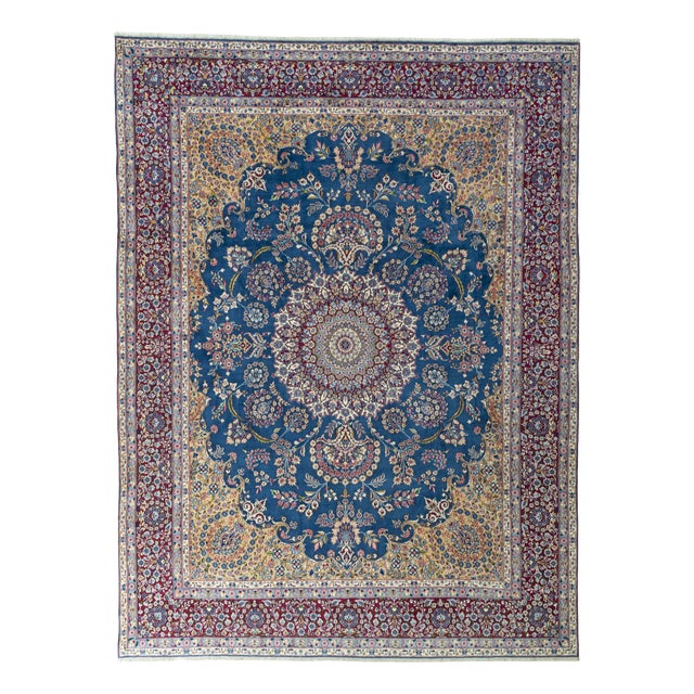 Hand-Knotted Kerman Rug with Medallion Design For Sale