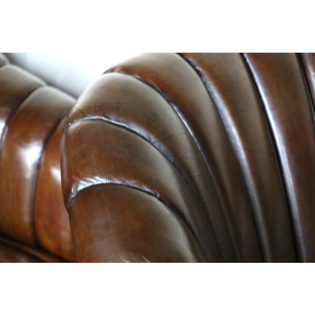 Vintage Pair of Brown Leather Channel-Tufted Club Chairs — Martin/Brattrud, 1987 For Sale - Image 11 of 18