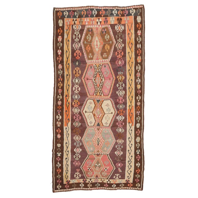 Textile Vintage Turkish Kilim Rug For Sale - Image 7 of 7