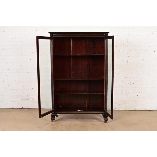 Late 19th Century R. J. Horner Style American Empire Carved Mahogany Bookcase With Lion Heads, Circa 1890s For Sale - Image 5 of 13