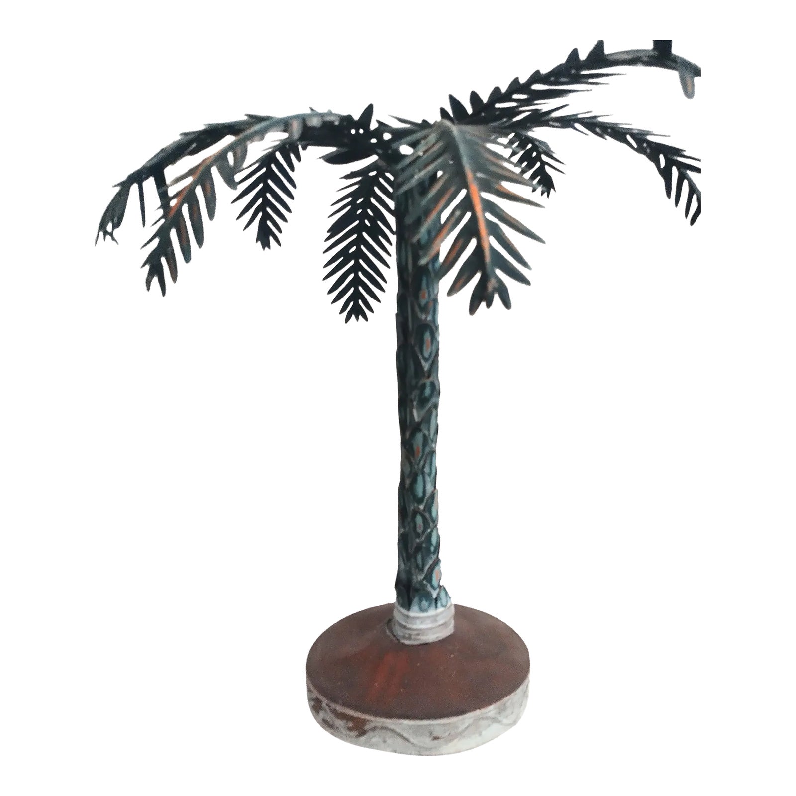 Vintage Large Metal Tole Decorative Palm Tree Statue Figure Room Decor