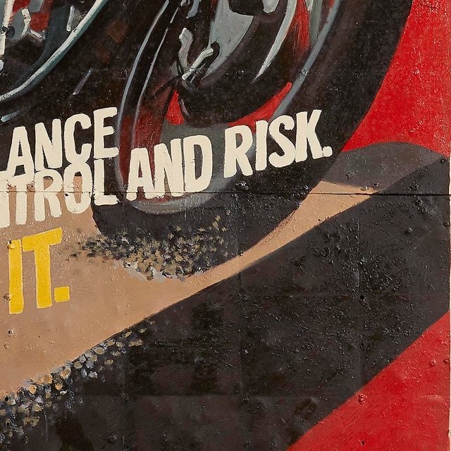 Red Velocity Motorbike I Collective Bap Large Vietnam Art Red Vintage Racing Scene For Sale - Image 8 of 13