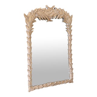 Vintage Carolina Mirror Carved Palm Leaf Wall Mirror – Coastal Organic Modern For Sale
