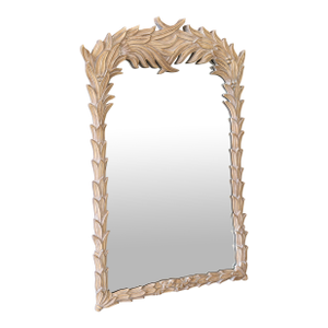 Vintage Carolina Mirror Carved Palm Leaf Wall Mirror – Coastal Organic Modern