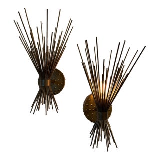 Brass Spike Bundle Sconces, Pair For Sale