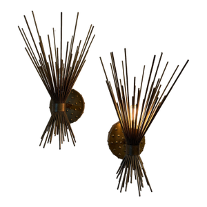 Brass Spike Bundle Sconces, Pair
