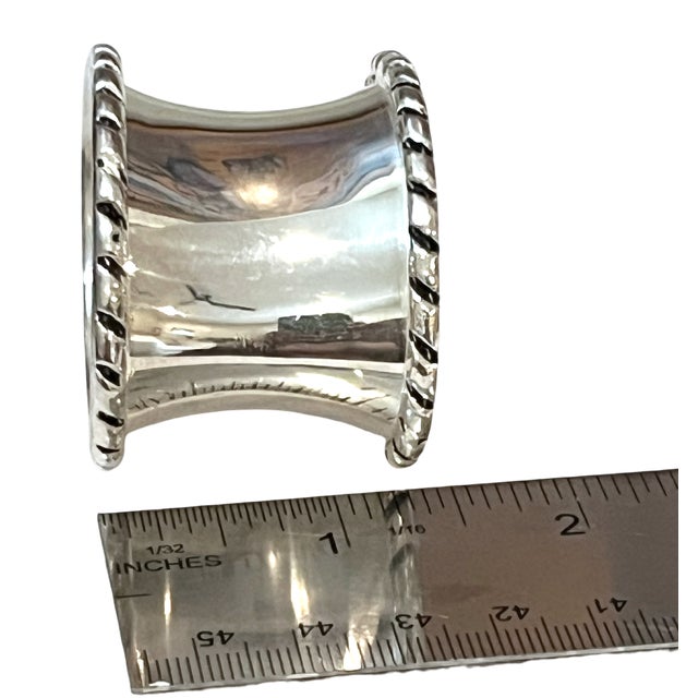 Christofle Vintage Silver-Tone Rope Edge Napkin Rings – Set of 6 For Sale - Image 4 of 6