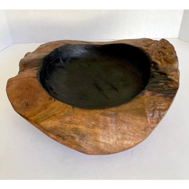 Late 20th Century Late 20th Century Hand-Carved Live Edge Rustic Wood Bowl For Sale - Image 5 of 8