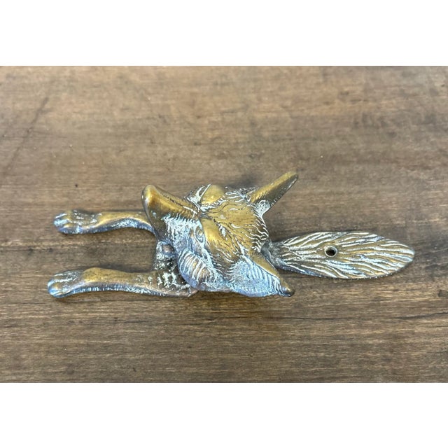 English Vintage English Brass Fox Door Knocker For Sale - Image 3 of 5