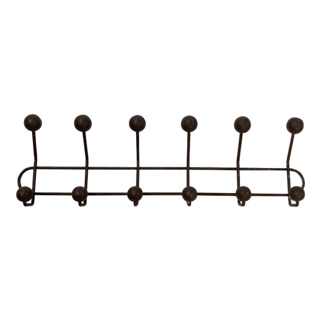 Vintage Iron and Wood Ball Wall Hook For Sale