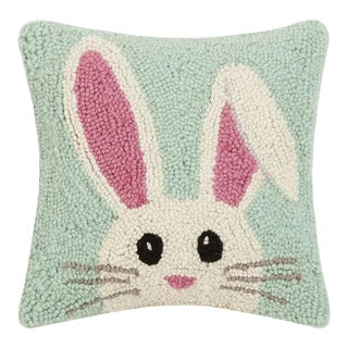 Hello Easter Bunny Hook Pillow, 10" x 10" For Sale