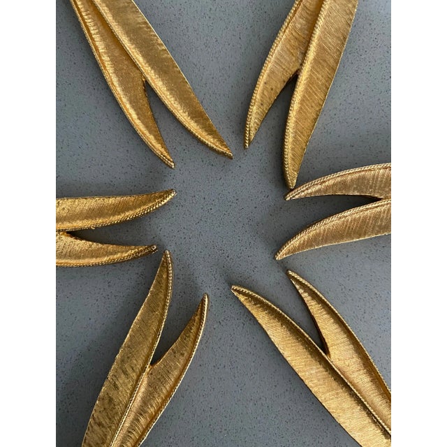 Metal Vintage 24Kt Gold-Plated Cocktail Forks With Leaf Handles- Set of 6 For Sale - Image 7 of 10