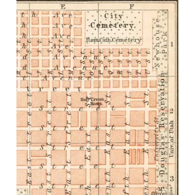 Traditional Antique Map of Salt Lake City Utah For Sale - Image 3 of 3