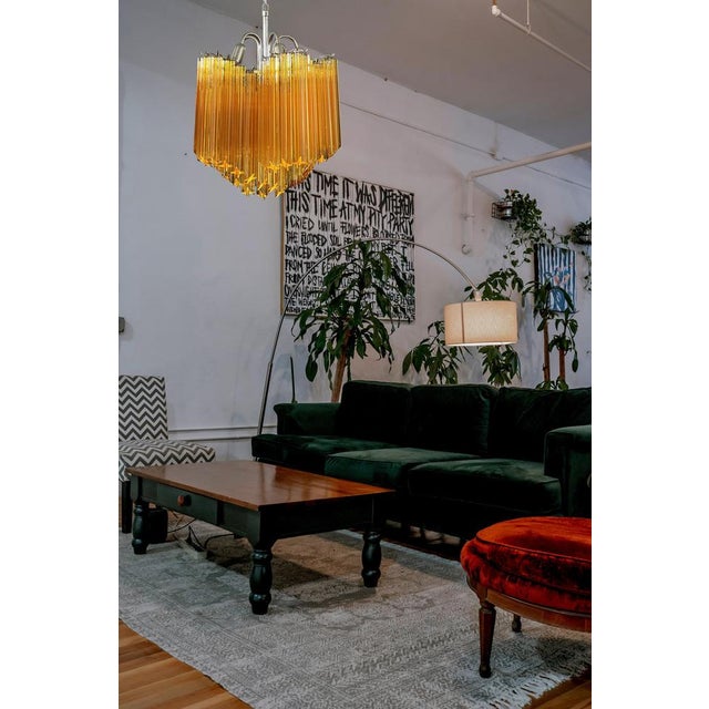Modern Quadriedri Glass Chandelier with 60 Amber Prism Quadriedri, 1990s For Sale - Image 4 of 18