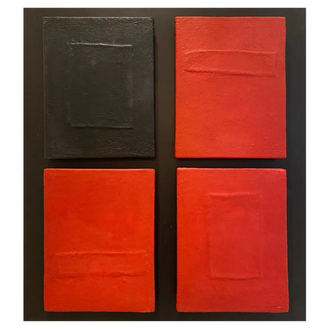 Gilbert Pauli, Red and Black Composition, Mixed Media, 2007 For Sale