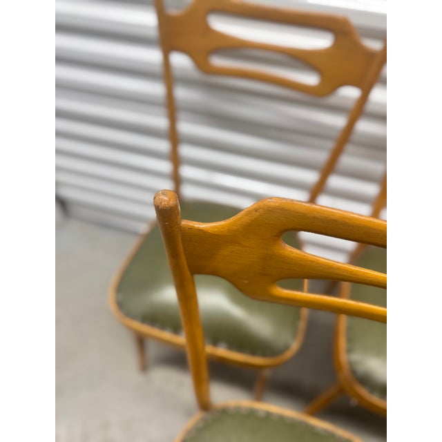 1950s Italian Dining Chairs With Sculptural Backs in the Style of Pirelli Sapsa - Set of 5 For Sale - Image 11 of 15