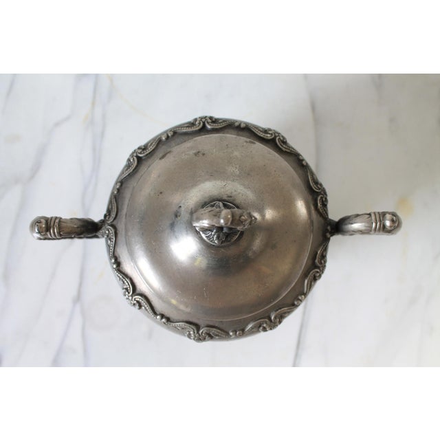 Metal Antique Victorian Quadruple-Plate Footed Lidded Sugar Bowl For Sale - Image 7 of 12