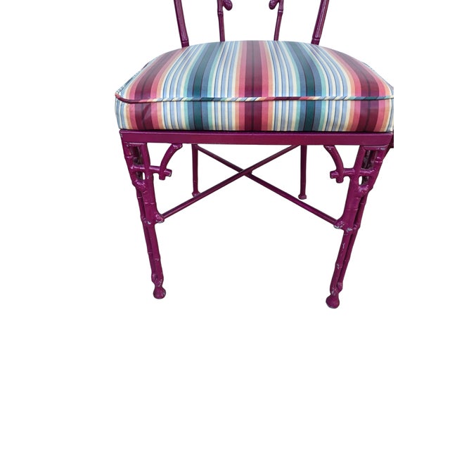 2 Vintage Chinese Chippendale Regency Side Chairs Dining Aluminum Faux Bamboo For Sale In Philadelphia - Image 6 of 12