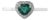 Art Deco Heart Cut Emerald & Diamond Promise Ring Size 5 in 18k White Gold For Sale