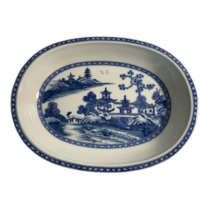 Mid 20th Century Mottahedeh Blue and White Canton Oval Serving Bowl