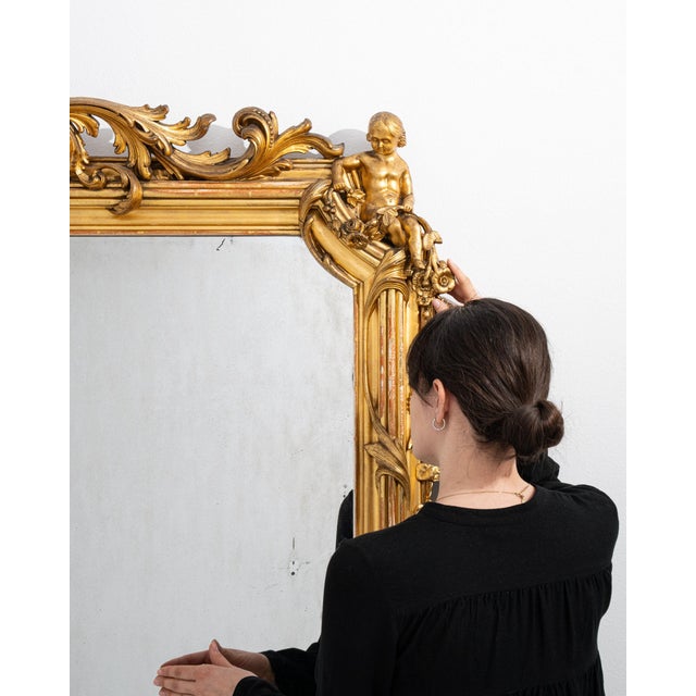 19th Century France Louis XVI Gold Wood Full-length & Floor Mirrors For Sale - Image 10 of 10