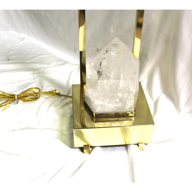 Mid-Century/Modern Rock Crystal Lamp Hi-polished Brass . LED base For Sale - Image 10 of 18