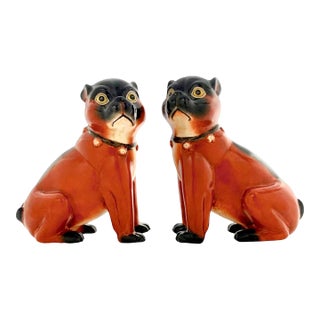 Vintage Pair Porcelain Pug Dog Figurine For Sale