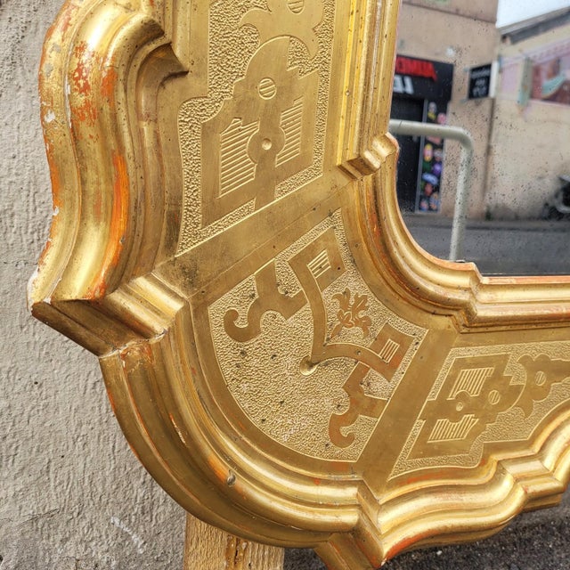 Large Mid-19th Century Mirror in Gilded Wood, Italy For Sale - Image 11 of 18