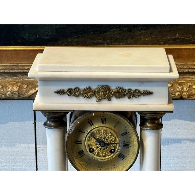 French 19th Century French Marble Mantle Clock For Sale - Image 3 of 9