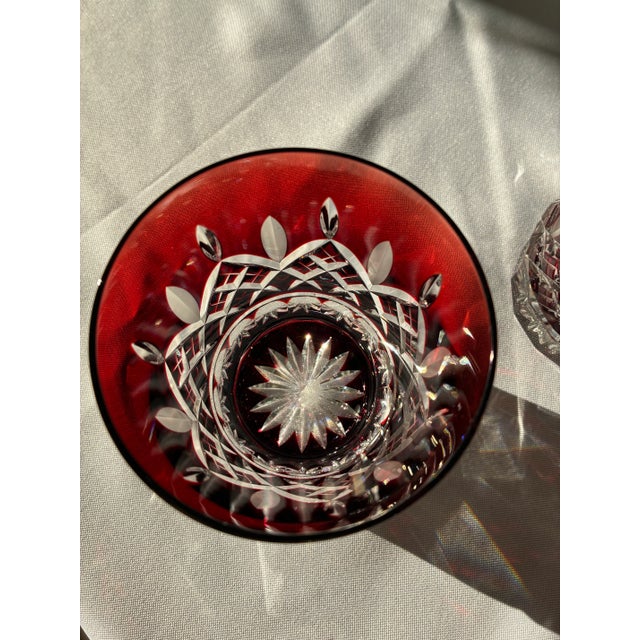 1980s Waterford Lismore Ruby Red Double Old Fashioned Crystal Glasses - A Pair For Sale - Image 9 of 12