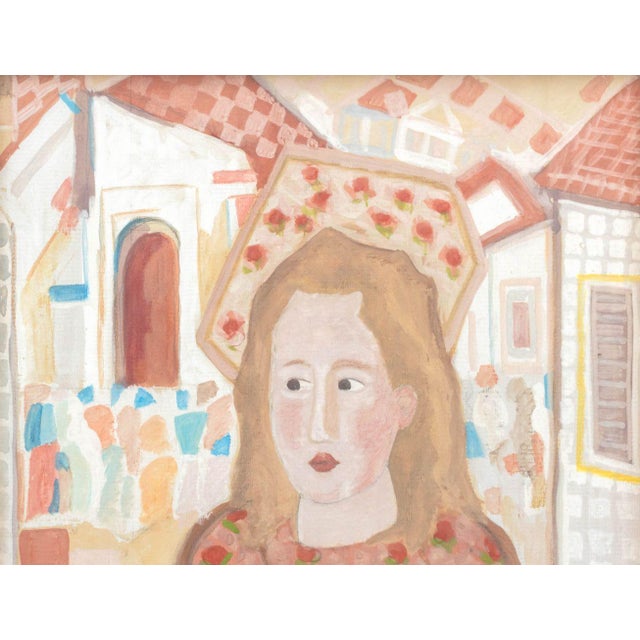 Figurative Bela Kadar Portrait of a Girl Gouache on Paper For Sale - Image 3 of 6