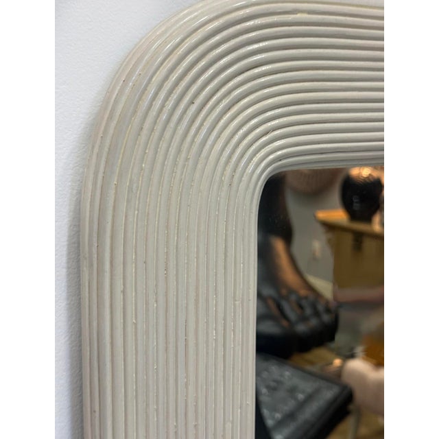 Contemporary Large Vintage Coastal Painted Pencil Reed Wall Mirror For Sale - Image 3 of 6