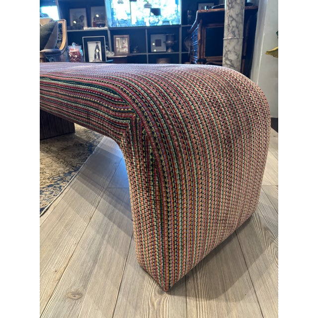 Mid-Century Modern Custom Upholstered Waterfall Bench in Schumacher Velvet For Sale - Image 3 of 4
