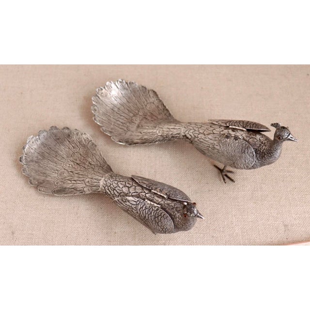 1950s French Sterling Silver Peacocks - a Pair For Sale - Image 14 of 18