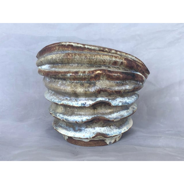 Modern Studio Art Pleated Pottery Vase For Sale - Image 12 of 13