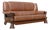 1970s Sculptural Brown Leather Sofa With Solid Wood Frame, Modernist Postmodern Lounge Couch Design For Sale