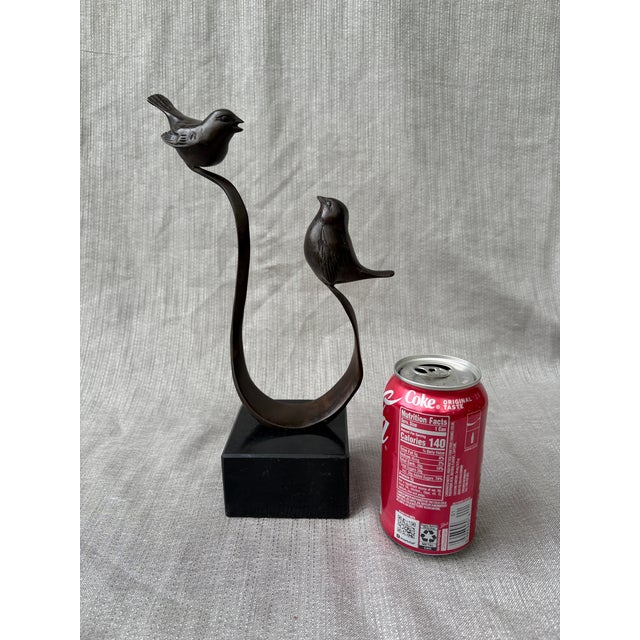 Vintage Bronze Birds on a Branch Marble Base Sculpture For Sale - Image 12 of 14