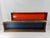MCM 1950s Cabin Modern Architect Pair of MCM Walnut Wall Shelf Spice Rack in Orange+Blue Background Panels For Sale - Image 4 of 7
