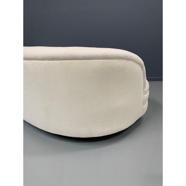 White Mid Century Modern Large Kidney Bean Curved Sofa Weiman Style in Textured Velvet For Sale - Image 8 of 10