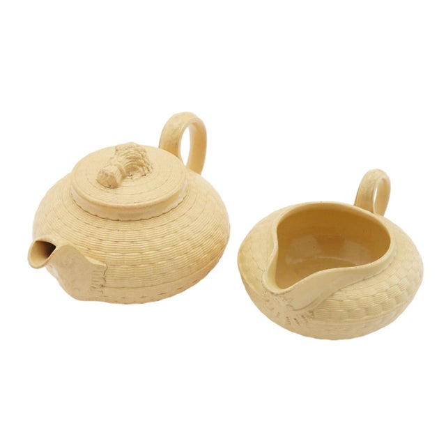 Caneware Creamer and Teapot by Wedgwood, C. 1817 For Sale - Image 4 of 12