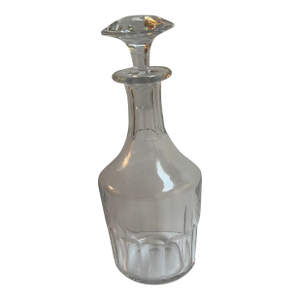 1970s Signed Baccarat France Clear Crystal Bretagne Pattern Decanter With Stopper